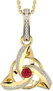 Diamant Rubin Gold Silber keltisch Dreieinigkeit Knoten Halskette