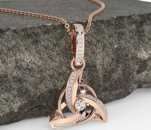 Diamond Rose Gold Celtic Trinity Knot Necklace