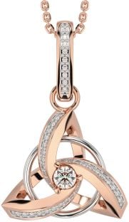 Diamond White Rose Gold Celtic Trinity Knot Necklace