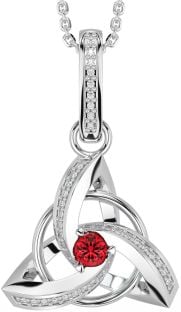 Diamond Ruby Argint Colier Celtic Trinity Nod