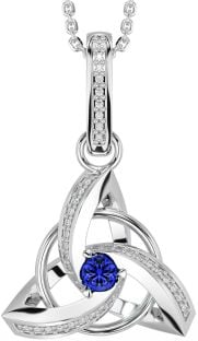 Diamant Safir Argint Colier Celtic Trinity Nod