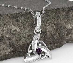 Diamond Alexandrite White Colier de aur cu nod celtic Trinity