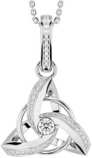 Diamond White Gold Celtic Trinity Knot Necklace