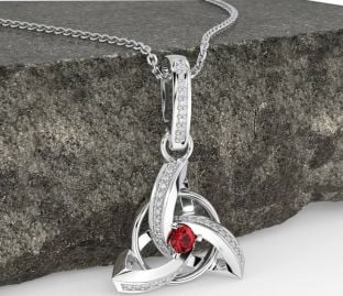 Diamant Rubín Bílý Zlato keltský Trojice Uzel Náhrdelník