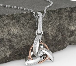 Diamond White Rose Gold Celtic Trinity Knot Necklace