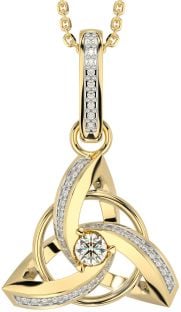 Diamant Gold keltisch Dreieinigkeit Knoten Halskette