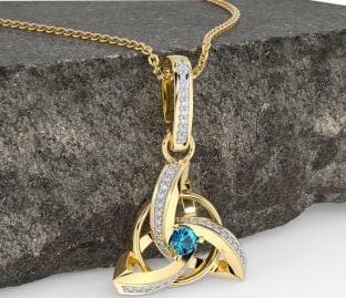 Diamond Topaz Gold Celtic Trinity Knot Necklace