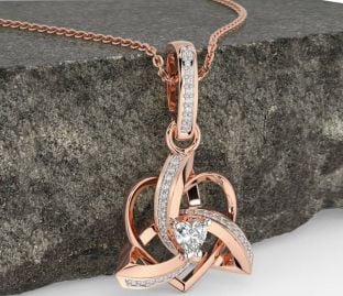 Diamond Rose Gold Celtic Trinity Heart Knot Necklace