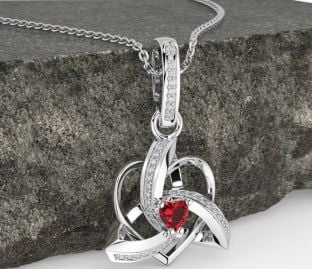 Diamant Rubín Bílý Zlato keltský Trojice Srdce Uzel Náhrdelník
