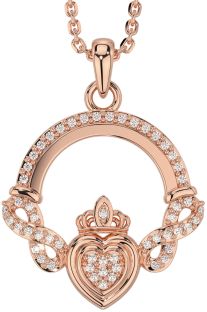 Diamond Rose Gold Claddagh Infinity Necklace