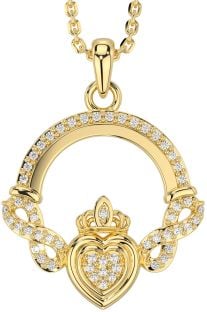 Diamond Gold Claddagh Infinity Necklace