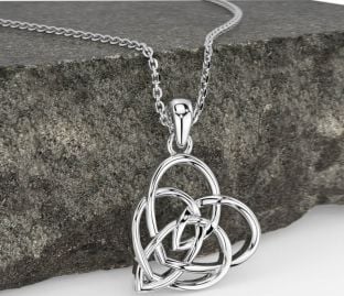 White Gold Celtic Heart Necklace