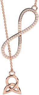 Diamond Rose Gold Silver Celtic Infinity Necklace