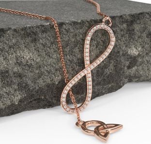 Diamond Rose Gold Silver Celtic Infinity Necklace