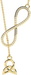 Diamond Gold Silver Celtic Infinity Necklace