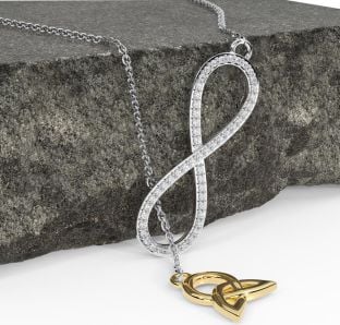Diamond Gold Silver Celtic Infinity Necklace