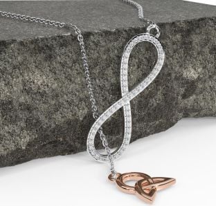 Diamond White Rose Gold Celtic Infinity Necklace