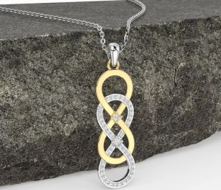 Diamond Gold Silver Infinity Necklace