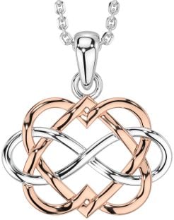 Rose Gold Silver Infinity Heart Necklace