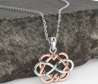 Rose Gold Silver Infinity Heart Necklace