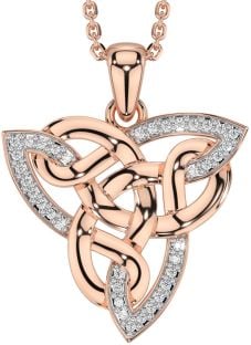 Diamond Rose Gold Celtic Trinity Knot Necklace