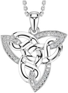 Diamond Silver Celtic Trinity Knot Necklace