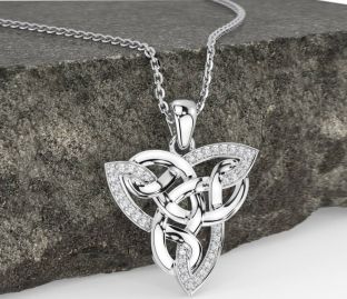 Diamond White Gold Celtic Trinity Knot Necklace