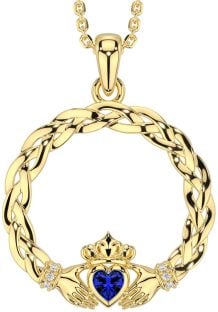 Diamante Zafiro Oro Plata céltico Claddagh Collar