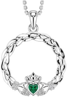 Diamond Smarald Argint Colier celtic Claddagh