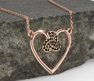 Alexandrite Rose Yellow Gold & Silver Celtic Trinity Knot Heart Necklace