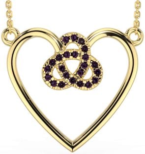 Alexandrite Gold Silver Celtic Trinity Knot Heart Necklace