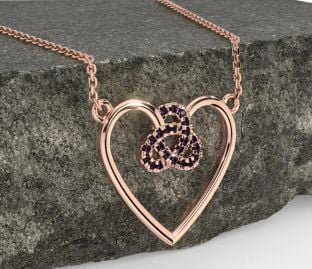 Alexandrite Rose Gold Celtic Trinity Knot Heart Necklace