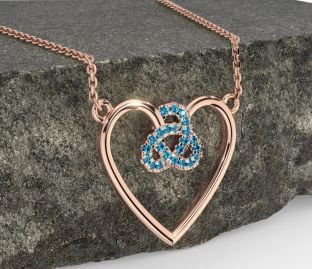 Topaz Rose Gold Celtic Trinity Knot Heart Necklace