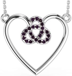 Alexandrite Silver Celtic Trinity Knot Heart Necklace