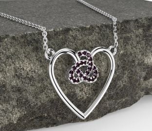 Alexandrite Silver Celtic Trinity Knot Heart Necklace