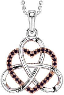 Alexandrite Rose Gold Silver Celtic Trinity Knot Heart Necklace