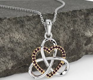 Alexandrite Gold Silver Celtic Trinity Knot Heart Necklace