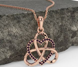 Alexandrite Rose Gold Silver Celtic Trinity Knot Heart Necklace