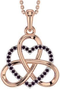 Alexandrite Rose Gold Silver Celtic Trinity Knot Heart Necklace