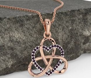 Alexandrite Rose Gold Silver Celtic Trinity Knot Heart Necklace