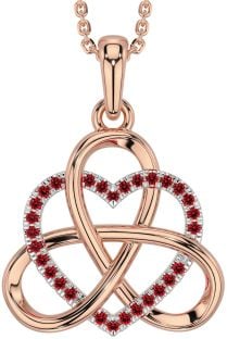 Ruby Rose Gold Silver Celtic Trinity Knot Heart Necklace