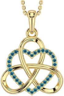 Topaz Gold Silver Celtic Trinity Knot Heart Necklace