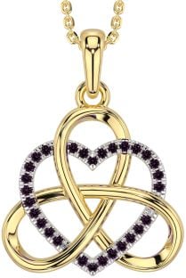 Alexandrite Gold Silver Celtic Trinity Knot Heart Necklace