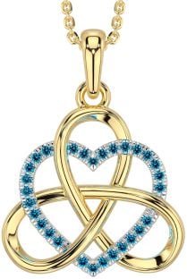 Topaz Gold Silver Celtic Trinity Knot Heart Necklace