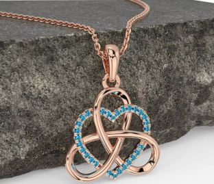 Topaz Rose Gold Celtic Trinity Knot Heart Necklace