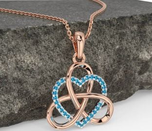 Topaz White Rose Gold Celtic Trinity Knot Heart Necklace
