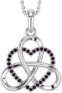 Alexandrite Silver Celtic Trinity Knot Heart Necklace