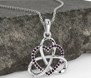 Alexandrite Silver Celtic Trinity Knot Heart Necklace