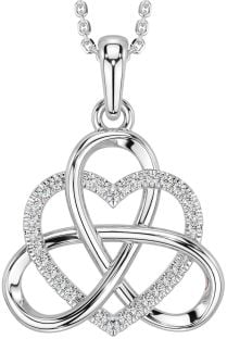 Diamante Plata céltico Trinidad Nudo Corazón Collar