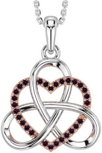 Alexandrite White Rose Gold Celtic Trinity Knot Heart Necklace